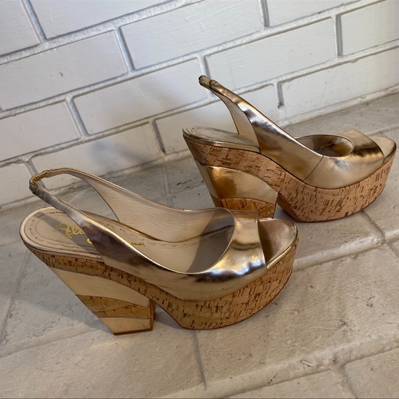 ALICE + OLIVIA Open Tote Wedge Size 40.5 Pale Gold - Picture 3 of 10